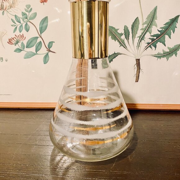 Vintage Fred Press Signed Coffee Decanter Mid Century Modern MCM White/Gold Desi - Picture 3 of 11